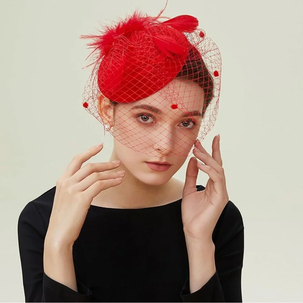 Red Fascinator Kentucky Derby Hat